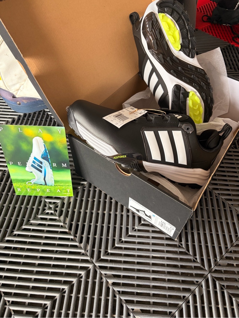 Adidas AdiPower Men’s Spikeless Golf Shoes - Black and White